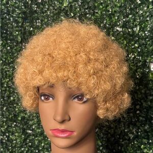 Afro Wig Human Hair Curly Blonde Afro Wig 6 inch